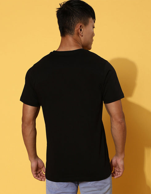 Twist Printed Black Regular T-Shirt